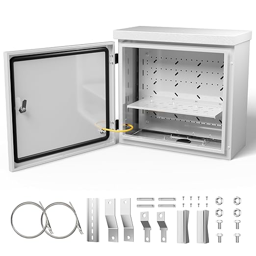 Steel Electrical Box, 16"x16"x6" Steel Enclosure, IP67 Waterproof & Rust-Resistant, Outdoor/Indoor Electrical Junction Box with Mounting Plate for Wall/Pole Mount