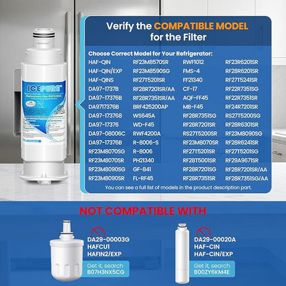 ICEPURE DA97-17376B Refrigerator Water Filter Replacement for DA97-08006C HAF-QIN, HAF-QIN/EXP, RF23M8070SG, RF23M8070SR, RF23M8090SG, RF23M8090SR, RF23M8570SR, RF23M8590SG, BRF425200AP, 2PACK
