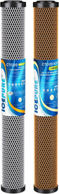 ICEPURE 20" x 2.5" Whole House CTO Carbon Water Filter Cartridge, 2-Stage Activated Carbon Block and KDF Heavy Metal Removal Filter Combo Kit Replacement for 20 Inch Water Filter System, 1 Pack