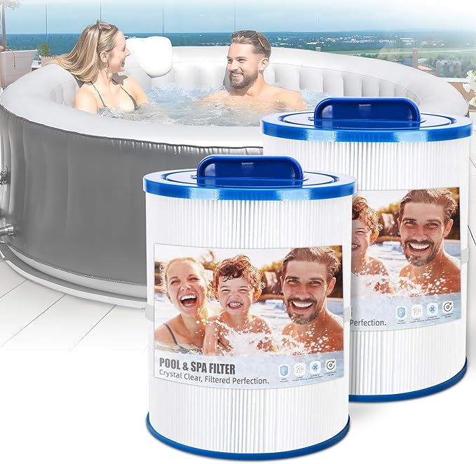 2 Pack SPA Filter Cartridge 6CH-502 Compatible with Artesian Spas 50, 06-0006-12, 06-0005-12, Filbur FC-0311, Pleatco PAS50SV-F2M, Certified with NSF50 for Material Safety, Hot Tub Filters