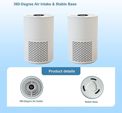 Small Desk Purifier 3-in-1 Filters Personal Air Purifier for Desk One-Button Operation for Dust Smoke Odors Quiet for Office Bedroom Hotel White (Product Dimensions 4.8 x 4.8x 7.2 inch)