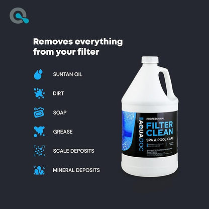 Hot Tub Filter Cleaner Soak, Pool Filter Cleaner & Pool Cartridge Cleaner - Spa Filter Cleaner Soak & Spa Filter Cleaning Solution for HotTub Cartridges. Easy to Use Filter Degreaser - AquaDoc Gal