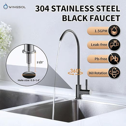 Under Sink Water Filter System with Brushed Nickel Faucet, NSF/ANSI 42&53 Anti-Clogged Pleated Filter Quick Change EZ Install, Reduce PFAS/Lead/Chlorine/Sediment, 8K Gallons Long-Lasting