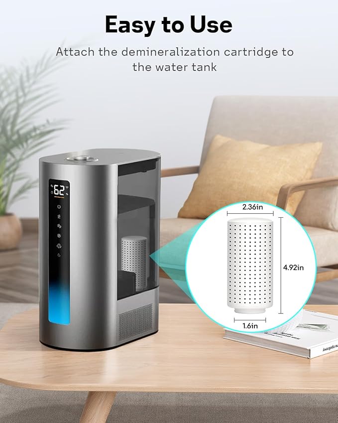 Leemone 4-Pack Humidifier Demineralization Cartridge Compatible with Dreo Humidifiers HM512S/713/713S/717S, # DR-HPA017 Cartridge Prevent Mineral Build-up, Filter Hard Water, Eliminate White Dust