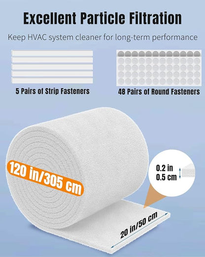 Pawfly Aquarium Filter Floss Roll, 120 x 20 x 0.2 Inch Cuttable Aquarium Filter Pad, Blue and White Aquarium Filter Media Roll for Freshwater Saltwater Fish Tanks & Small Ponds