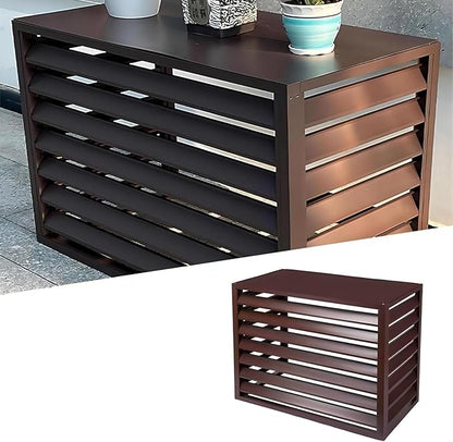 Split Air Conditioner Fence Privacy Screen 4 Panel, Aluminum Air Conditioner and Heat Pump Cover, Trash can Enclosure, Outdoor Flower Stand (Brown 100x50x70cm/39x20x28in)