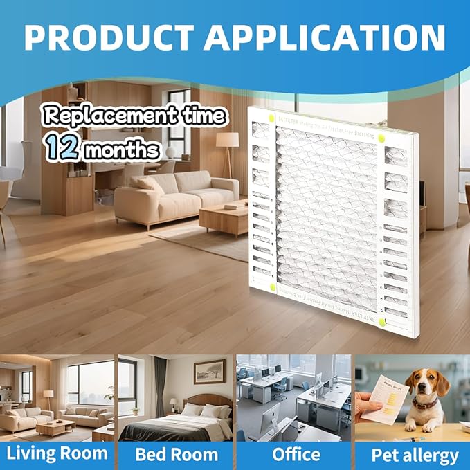 24x24x2 Air Filter AC Furnace MERV 13 Comparable with MPR 1900 FPR 10 HVAC Air Condition cabin Vent Fan Electrostatic Pleated Actual Size 23.43 x 23.43 x 1.75 6 Packs