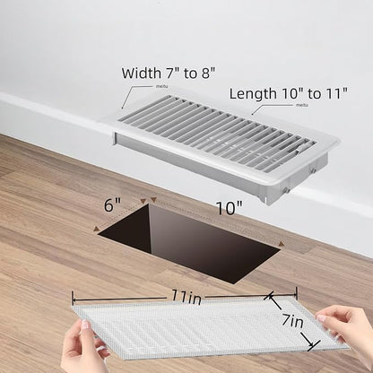 4 PCS Strong Magnetic Vent Covers-7"x11" Magnetic Air Vent Screen Mesh for Floor, Wall, or Ceiling Registers (7"-8" Wx11"-12" L) | High -Easy to Install, Secure Fit, and Durable Design-(White)