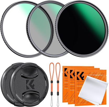 K&F CONCEPT 52mm CPL MCUV ND1000 Lens Filter 2 Lens Caps Kits Waterproof Polarizing + UV Protection + Fixed Neutral Density Camera Lens Filter with 24 Layer Coatings