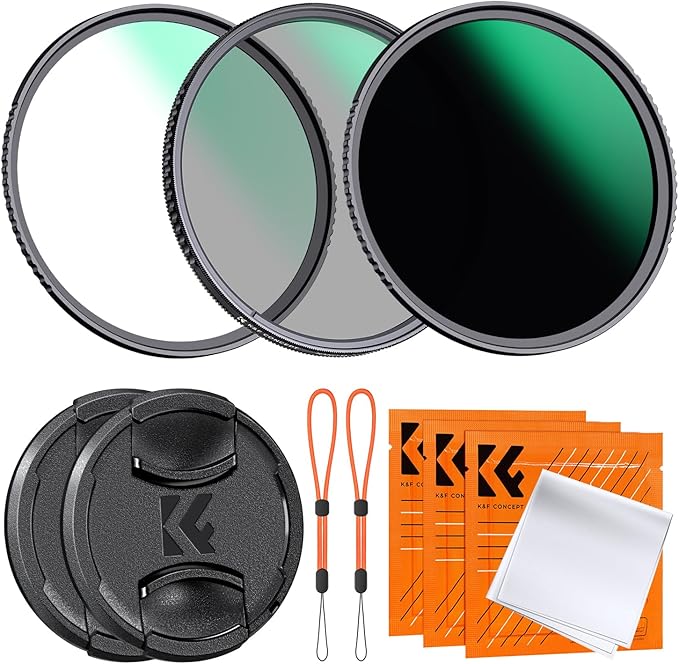 K&F CONCEPT 67mm CPL MCUV ND1000 Lens Filter 2 Lens Caps Kits Waterproof Polarizing + UV Protection + Fixed Neutral Density Camera Lens Filter with 24 Layer Coatings