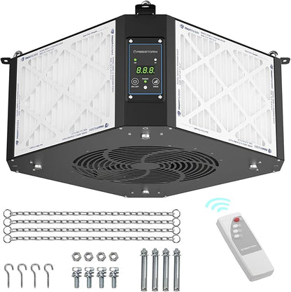 ABESTORM 360 Degree Intake Air Filtration System Woodworking 1350 CFM Hanging Air Filter with Strong Vortex Fan for Wood Workshop, Garage, Shop Dust Collectors, Up to 1700 sq. ft, DecDust 1350