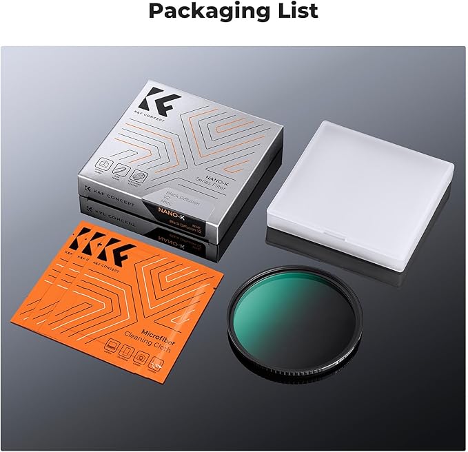 K&F CONCEPT 55mm Black Diffusion 1/2 Filter Mist Cinematic Effect Filter with 18 Multi-Layer Coatings for Video/Vlog/Portrait Photography (K-Series)