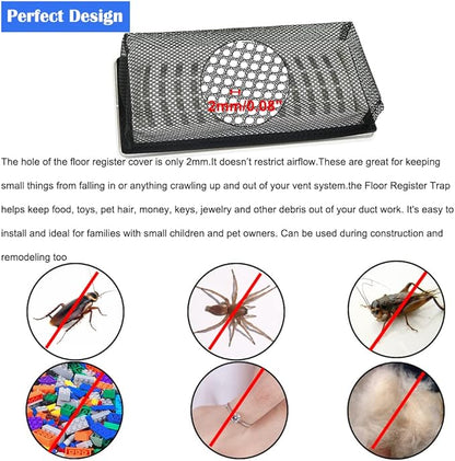 4"x12" Floor Register Trap Covers Screen Air Vent Filters for Home Floor Register Trap Floor Air Vent Screen Covers - 5 Pack