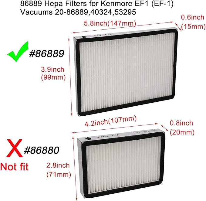 EZ SPARES 3 PCS Compatible with Kenmore EF1 (EF-1) Exhaust Vacuum Filter Compares to 86889 HEPA Filter HEPA Filter Great for Homes …