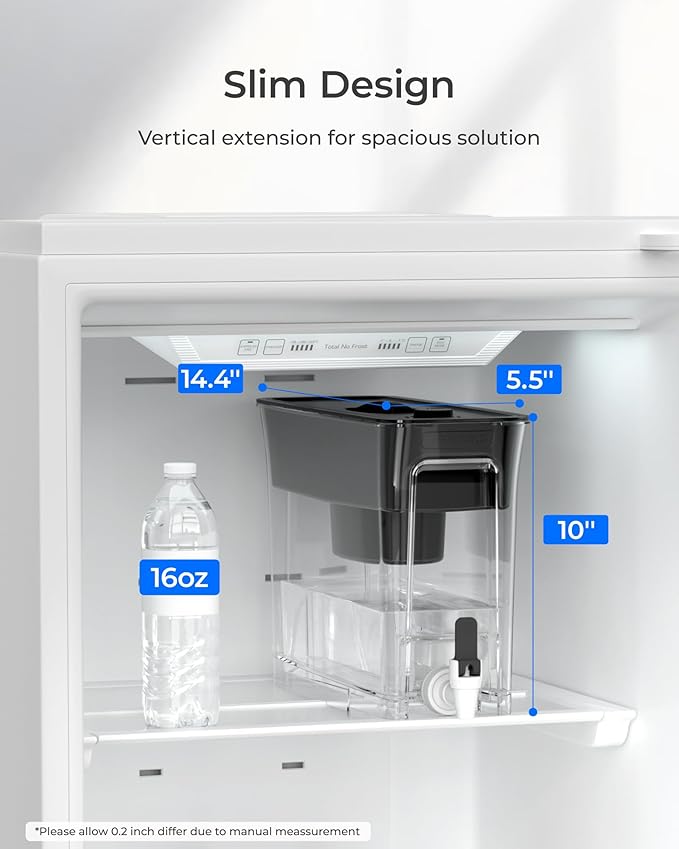 Waterdrop Slim Alkaline Water Filter Dispenser, Large 35-Cup, Up to PH 9.5, Healthy, Clean & Toxin-Free Mineralized Alkaline Water, 100-Gallon, BPA Free, Black (1 Filter Included)