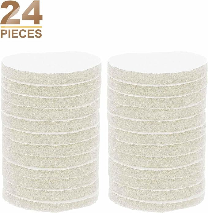 HARFINGTON 24pcs Scrubber Scouring Pads 450 Grits 4 Inch Drill Power Brush Hoop and Loop Surface Conditioning Disc Drill Scuffing Disc Scrub Pads for Home Kitchen Cleaning, White