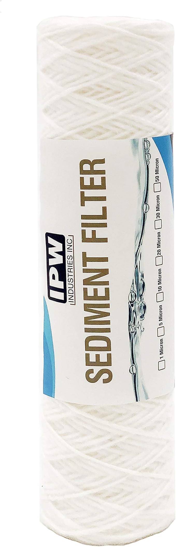 IPW Industries Inc. 50 Micron String Wound Water Filter for Universal Whole House Replacement Cartridge Sediment Filters for Well Water 10" x 2.5" - 6 Pack