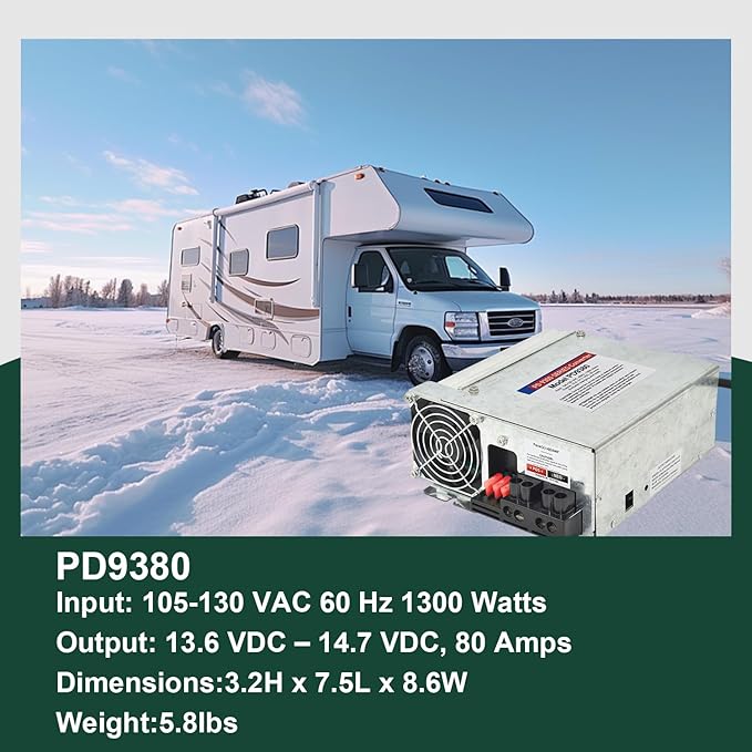 PD9380 Power Converter replacement-9300 Series Converter,80Amp 120V to 12V RV Converter Charger for RV Camper Caravans Trailer Battery,1300W