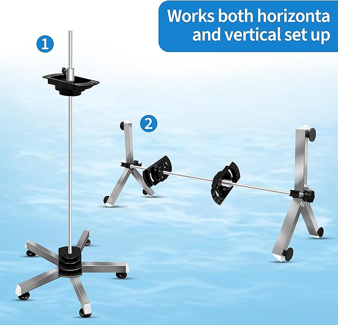 Pool Filter Cleaning System and Cleaner Stand Solid Aluminum Shaft- Compatible with 3，4，and 6 Inch Filter Cartridges，Dual Use Stand Design for Vertical & Horizontal