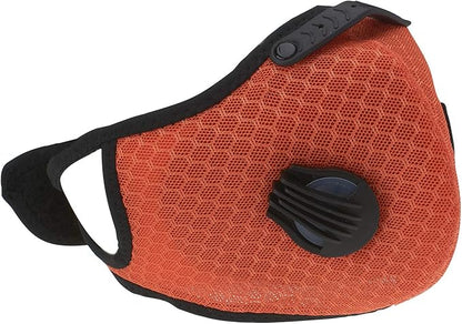ASA Techmed Reusable Dual Air Breathing Valve Face Mask Cover with Activated Carbon Filter (Orange Cycling)