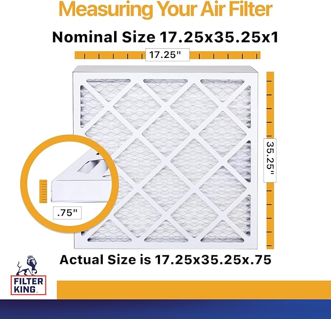 Filter King 17.25x35.25x1 Air Filter | 4-PACK | MERV 13 HVAC Pleated A/C Furnace Filters | MADE IN USA | Actual Size: 17.25 x 35.25 x .75"