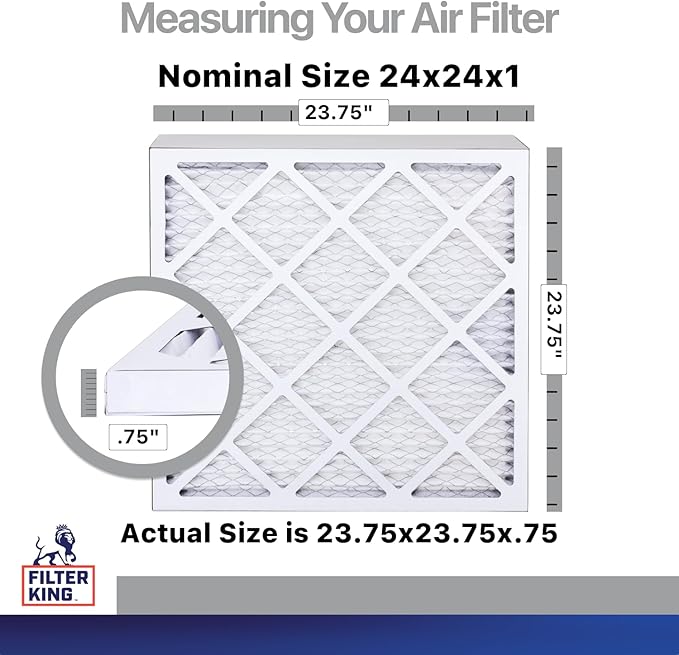 Filter King 24x24x1 Air Filter | 4-PACK | Carbon MERV 8 HVAC Pleated A/C Furnace Filters | MADE IN USA | Actual Size: 23.75 x 23.75 x .75"