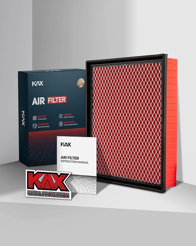 KAX Premium Engine Air Filter, GAF027 (CA8755A) Replacement for Silverado, Suburban, Sierra, Yukon, Avalanche 1500/2500/3500, Tahoe, Escalade (V6/V8), 200% Longer Life