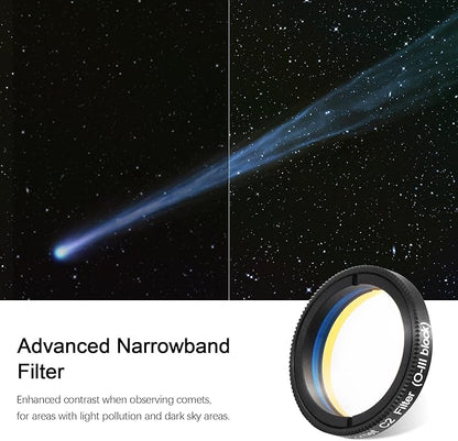 Astromania Telescope Filter 1.25 Inch Upgrated O-III Comet Filter Narrowband for Telescope, 99% High Transmission - Light Pollution Reduction for Astrophotography, Fit 1.25 Inch Telescope Accessory