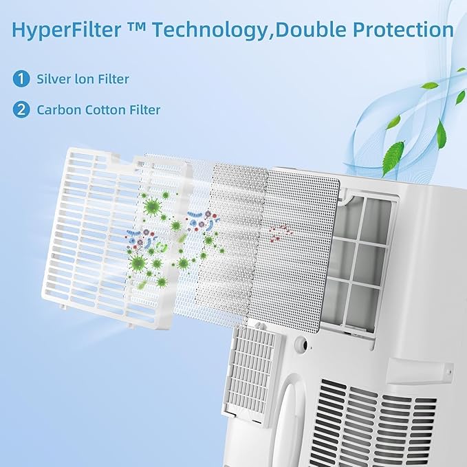 Portable Air Conditioners, 12000 BTU Portable AC for Rooms Up to 550 Sq.Ft. 3-In-1 AC with Fast Cooling, Dehumidifier & Three Speed Fan, 24H Timer/Remote Control/Quiet, White LED Control Panel