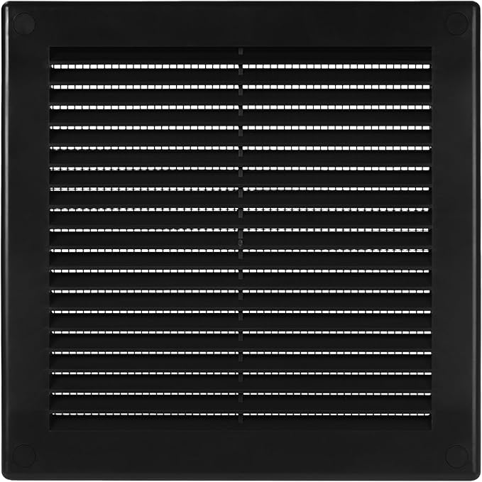 Vent Systems 6" x 6" Inch (Opening Dimensions) - Pack of 10 - Plastic Black Soffit Vent Cover - Flat Square Air Vent Grille - Air Vent Deflector - HVAC 8" x 8" Inch (Overall Dimensions)