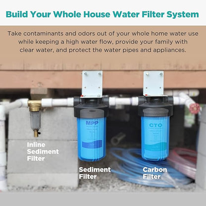 SimPure Whole House Water Filter Cartridges 5 Micron 10" x 4.5" CTO Activated Carbon Block, For DB10P, DB10C-2, GE GXWH40L, GXWH35F, BB10, FXHTC, FC15B, 8 Pack