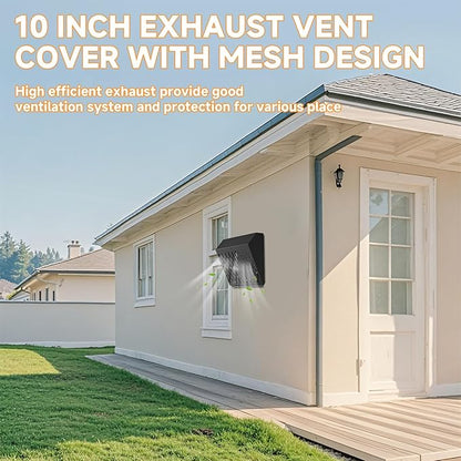 10 Inch Exhaust Vent Cover,Wall Vent Cover with Removable Front Panel Galvanized Steel Wall Cap with Stainless Steel Clamp, Weatherproof Air Vent for Residential, Kitchen, RV, Garages (10 inch)