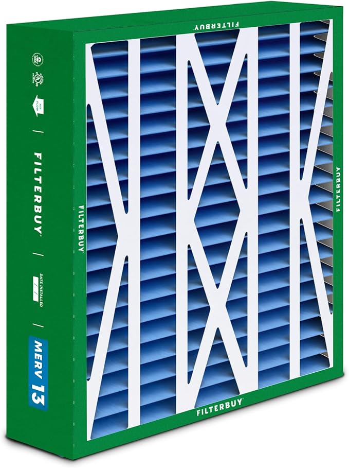 Filterbuy 20x23x5 Air Filter MERV 13 Optimal Smoke & Allergy Defense (4-Pack), Pleated HVAC AC Furnace Filters for Bryant, Carrier, BDP, Day & Night, and Payne (Actual Size: 19.81 x 22.56 x 4.25)