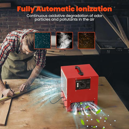 Abestorm Tabletop Dust Collector for Woodworking, Portable Double-sided Intake Air Filtration Systems, Movable Air Filter with Built-in Ionizer, Timer Function, Ideal for Garage Works Shop