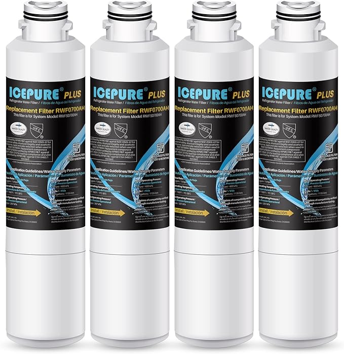ICEPURE PLUS NSF/ANSI 53&42 DA29-00020B Refrigerator Water Filter,Replacement for Samsung DA97-08006A, DA29-00020A, RF28JBEDBSG, HAF-CIN/EXP, HAF-CIN, KENMORE 469101, RF28HMEDBSR, RF4287HARS,4PACK