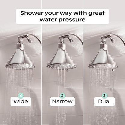 Canopy Filtered Shower Head - High Pressure Shower Head Filter for Hard Water - Shower Filter To Remove Impurities for Healthier Scalp, Skin & Hair - Support Hair Growth & Minimize Breakage - Chrome