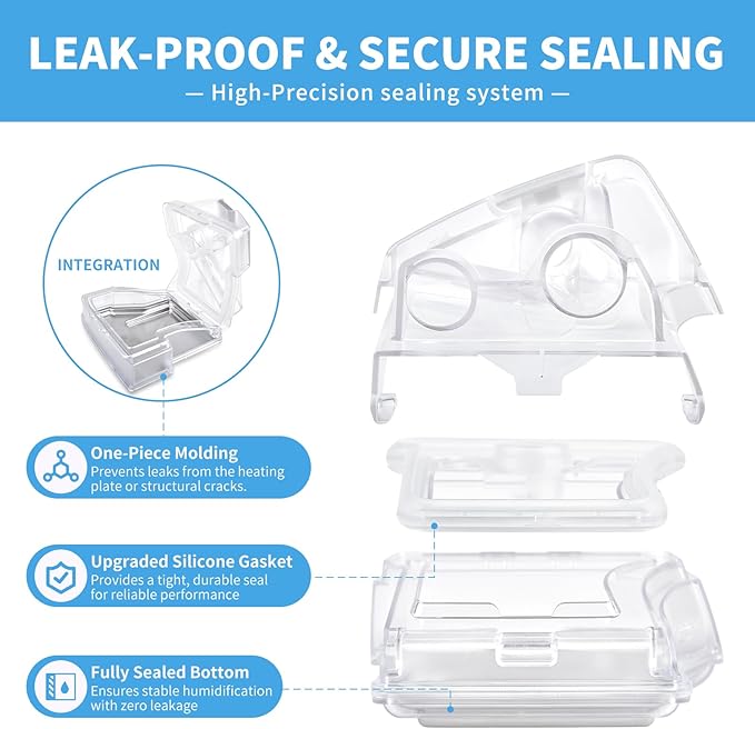 Replacement Water Chamber for ResMed AirSense 10, 380ml Water Tub with 10 Packs Filters,Easy to Install and Clean, Reliable CPAP S10 Supplies