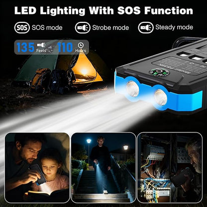 Solar Charger Power Bank 20,000mAh, Portable Charger, 4 Cables 3 Ports Fast Charging External Battery Pack with USB C for Cell Phones, Solar Panel Charger with Dual Flashlight for Camping