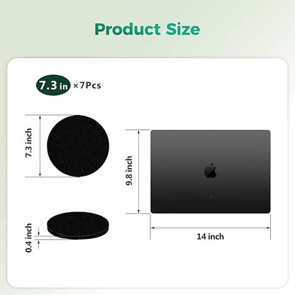 Fiber Cotton Activated Charcoal Compost Filters -7 Pack 7.3 Inch Round Odor Control Replacement for Kitchen Compost Bins, Countertop Compost Bin and Compost Bucket