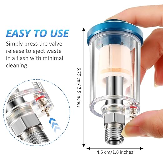 3 Pcs Compressed Air Filter Water Oil Separator 1/4 Inch NPT Inlet and Outlet Airbrush Filter Moisture Separator for Air Line Compressor Fitting, 90 PSI