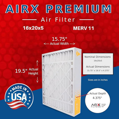 AIRX FILTERS WICKED CLEAN AIR. 16x20x5 Air Filter MERV 11 Compatible with ReservePro 4350 Furnace Filter 2 Pack