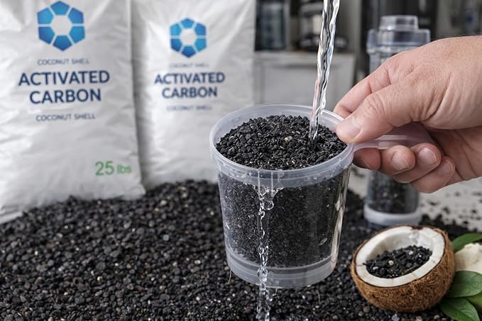 Coconut Shell Activated Carbon 12×40 Mesh – 1 Cubic Feet Total (1 Pack) Bulk Filtration Media for Whole House & Commercial Water Systems