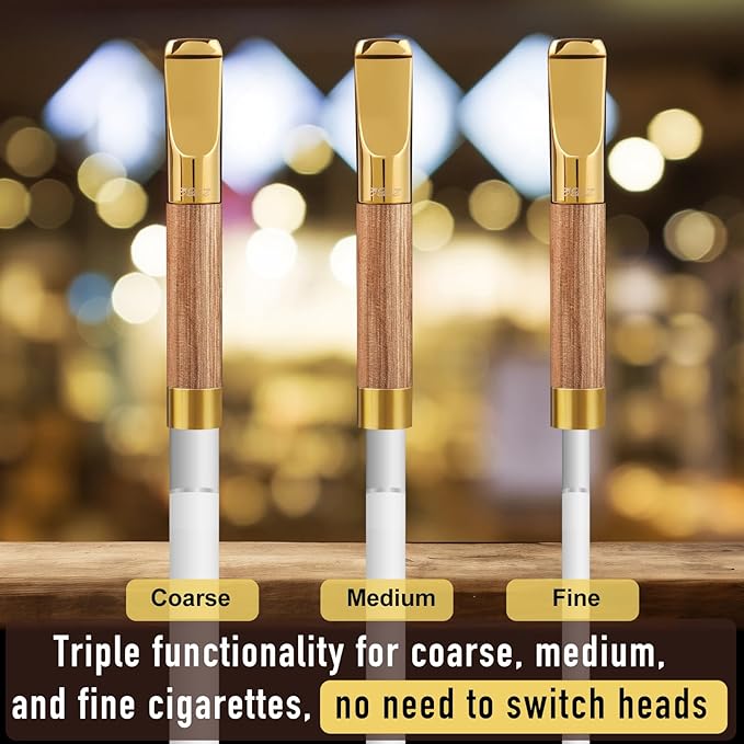 Reusable Washable Cigarette Filter Tips Mouthpiece Handcrafted Solid Wood Metal Smoking Cigarette Filter Never Fade Suitable for Coarse Fine Medium Birthdays Christmas Father Day Gift (Rosewood)