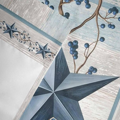 Texas Star Blue Curtain Valances for Windows, Kitchen Valance Window Treatment, Farmhouse Country Branches Wooden Grain Light Filtering Block Curtains for Bathroom/Bedroom/Living Room 60'' x 18''