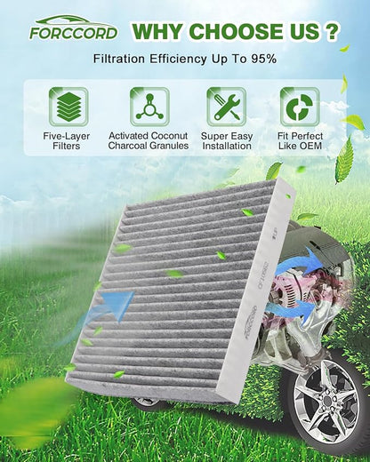 Cabin & Engine Air Filter Fits for Highlander 3.5L/2.7L Gas Only (2014-2019), Sienna 3.5L/2.7L Gas (2011-2020), Camry V6 3.5L Gas Only (2012-2017) Replace#CF10285 CA10755 Car Accessories