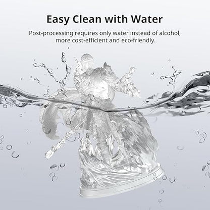 ANYCUBIC Water Washable 3D Printer Resin, 405nm High Precision UV-Curing 3D Resin, Low Shrinkage Photopolymer Resin for 8K Capable LCD DLP Resin 3D Printer Printing (Clear + Clear, 2000g)