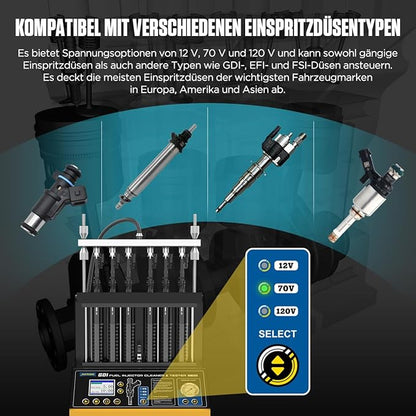 AUTOOL Automotive 6-Cylinder 110V GDI Fuel Injector Cleaning Machine,EFI Fuel Injector Cleaner Kit Tool,FSI Fuel Injector Tester Cleaner for All Petrol and Car Motorcycle
