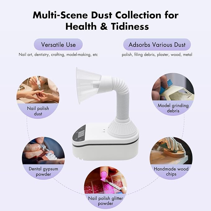 Nail Dust Collecting Machine, Multifunctional Polisher Dust Vacuum Cleaner, Tabletop Dust Collector for Laboratories, Dust Collector Vacuum Cleaner, For Adsorbing the Dust Produced in Daily Polishing