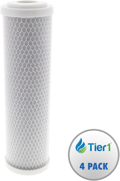 Tier1 10 Micron 10 Inch x 2.5 Inch | 4-Pack Whole House Carbon Block Water Filter Replacement Cartridge | Compatible with Pentek EPM-10, 155634-43, EP-10, CB-25-1010, Home Water Filter