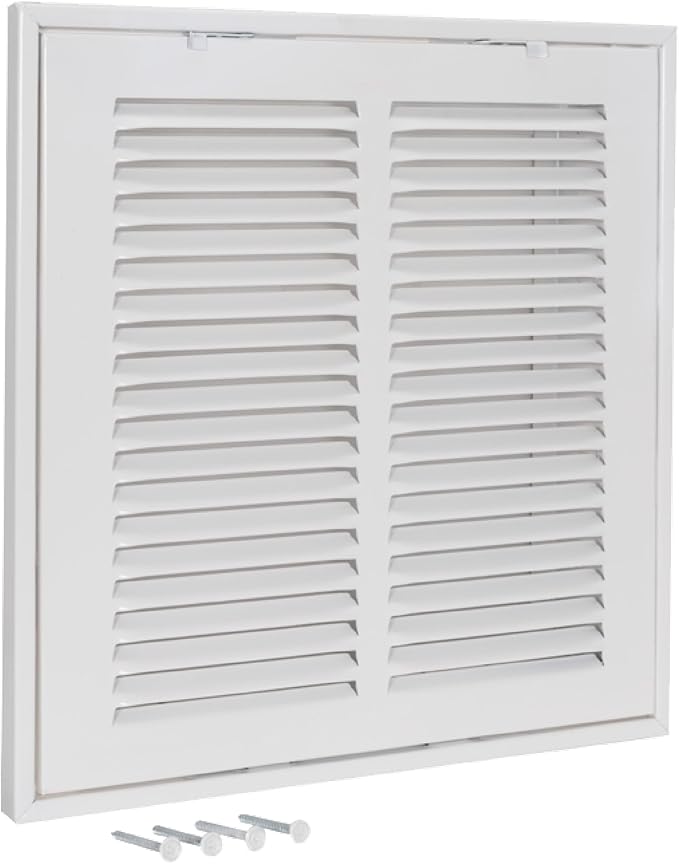 EZ-FLO 10 x 10 Inch (Duct Opening) Return Air Vent Cover for Wall or Ceiling, Solid Steel Return Air Filter Grille, HVAC Vent Cover, White, 61657